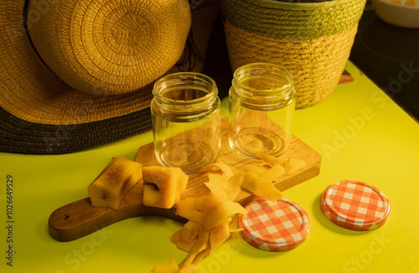 Obraz Botes de cristal para rellenar de conservas naturales 