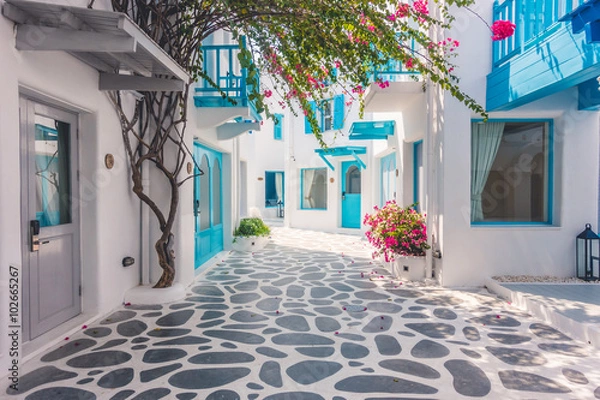 Fototapeta Piękna architektura w stylu Santorini i Grecji