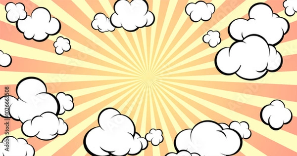 Fototapeta Pop art background with clouds. Vector illustration