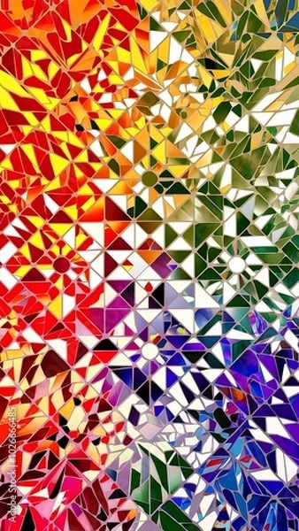 Fototapeta Bright colorful geometric background with mosaic design
