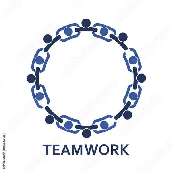Fototapeta People in chain - teamwork, vector