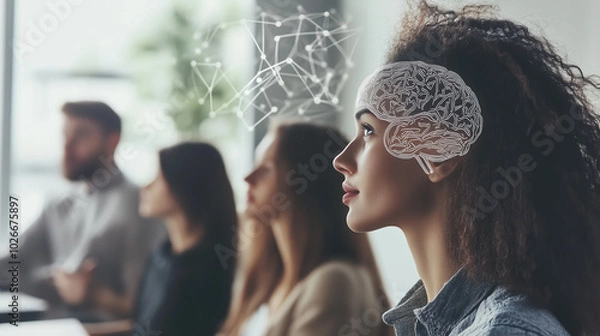 Fototapeta Embracing Neurodiversity in the Workplace: a Deep Look at Collaborative Thinking and Inclusion During a Team Meeting