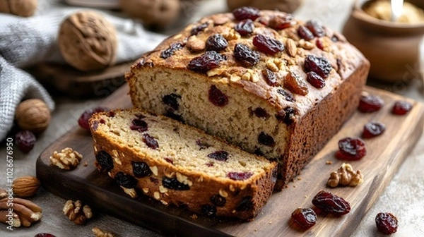 Fototapeta Fruit bread with dried fruits and nuts