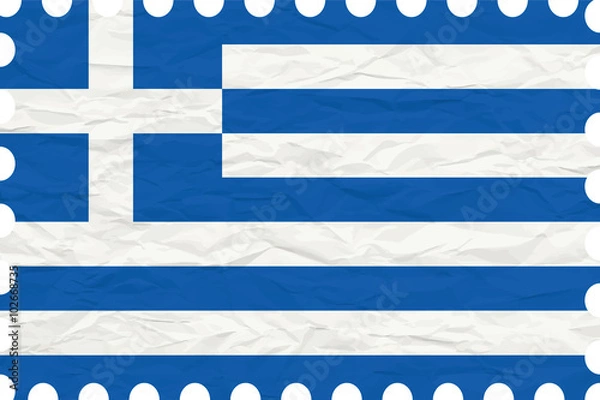 Fototapeta wrinkled paper greece stamp