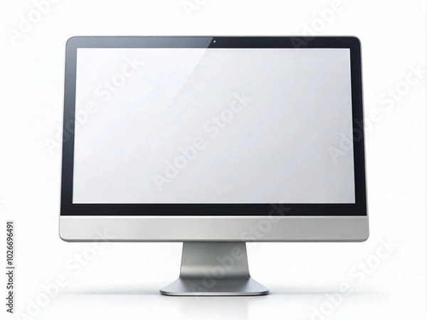 Fototapeta Realistic Computer Display with Blank Screen Isolated on White Background for Minimalist and Tech Designs