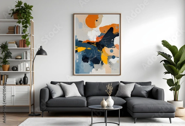 Obraz modern living room with fireplace