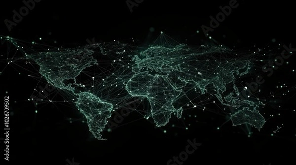 Fototapeta Interconnected dots and lines forming an abstract representation of global communication.