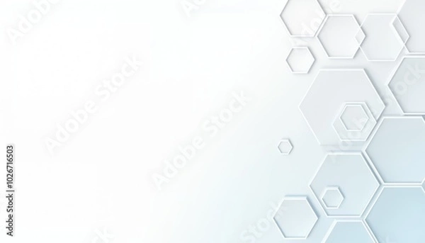 Obraz A clean white background with subtle hexagonal patterns and soft shadows, ideal for modern, minimalistic presentations.