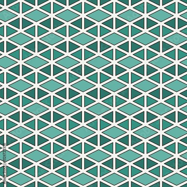 Fototapeta Contemporary geometric pattern. Repeated triangles ornament. Modern geo abstract background. Seamless surface design. Mosaic wallpaper. Digital paper, textile print. Vector illustration