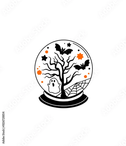 Obraz  Vector illustration Halloween Crystal ball, Glass ball, background, banner, card, cartoon doodle