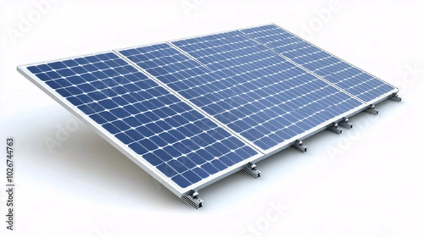 Fototapeta photovoltaic solar panel system on a white background 3d rendering