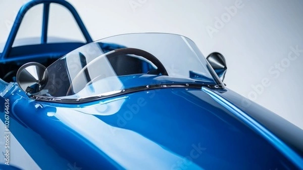 Fototapeta close up of the windscreen on race car, photographed in white studio space