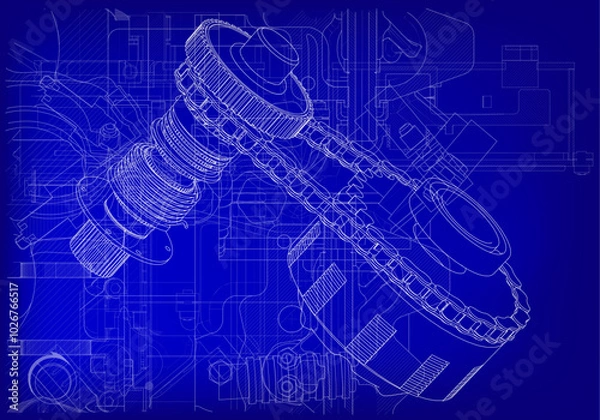 Obraz Clutch and other parts on a blue background.