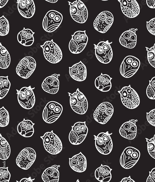 Obraz Owls hand drawn seamless pattern