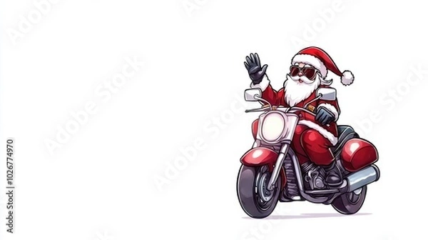 Obraz Santa Claus Riding Motorcycle in Festive Spirit