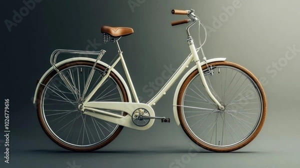 Fototapeta Vintage White Bicycle on Neutral Background
