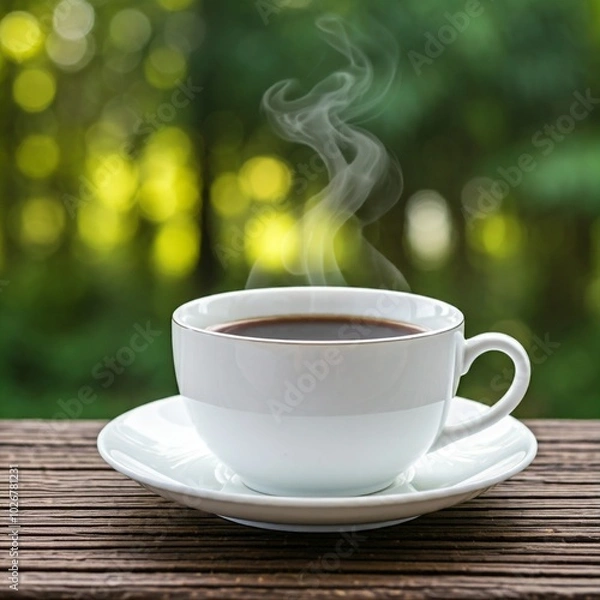Obraz Steaming Black Coffee in Nature
