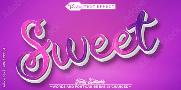 Obraz Cartoon Pink Sweet Vector Editable Text Effect Template