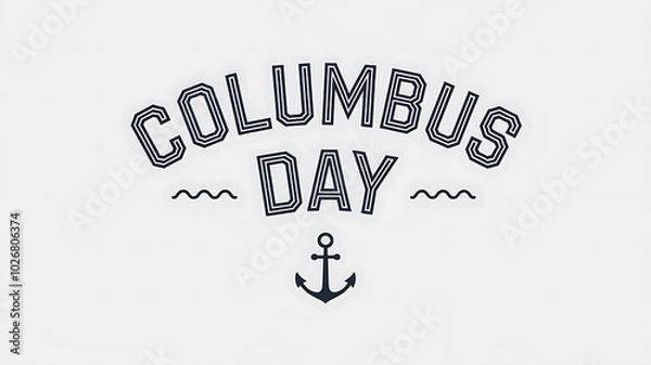 Fototapeta Columbus Day Graphic with Anchor and Wavy Lines