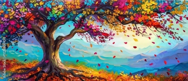 Fototapeta Vibrant Autumn Tree with Colorful Leaves