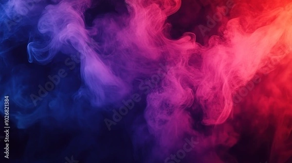 Fototapeta Colorful Smoke Swirls in Deep Blue and Red Background