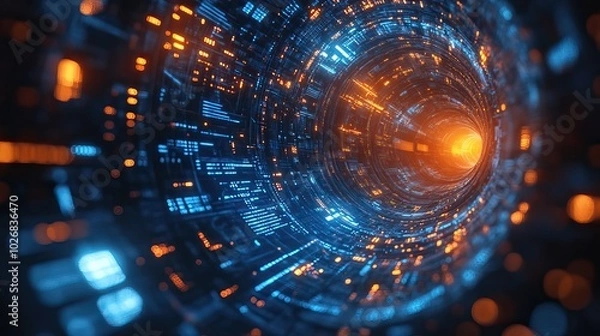 Obraz A futuristic technology background highlighting geometric circle patterns, representing advanced digital aesthetics.