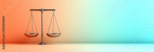 Fototapeta Metallic scales of justice on an abstract gradient background