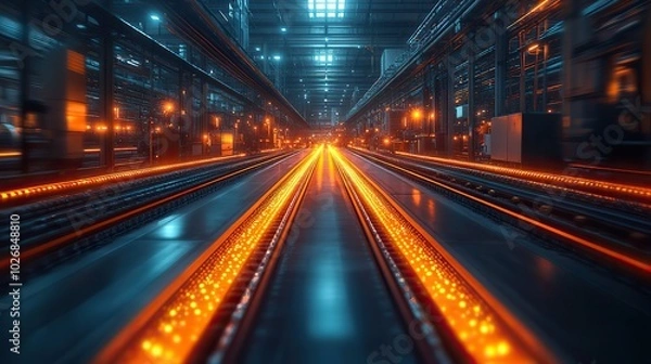 Fototapeta A smart industry concept featuring high-speed technology, captured in an abstract motion blur effect.