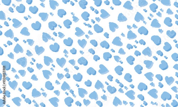 Fototapeta ハートの壁紙　青と水色の幾何学的なシームレスなパターンのベクターの背景・壁紙イラスト