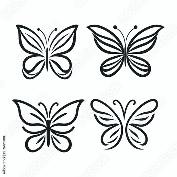 Fototapeta a set of butterfly line art vector logo design