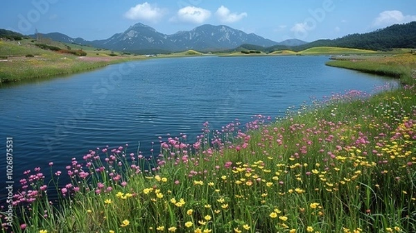 Fototapeta Beautiful and Fresh Landscape Background Picture - a captivating and serene visual. The beautiful and fresh landscape creates an enchanting and peaceful scene.