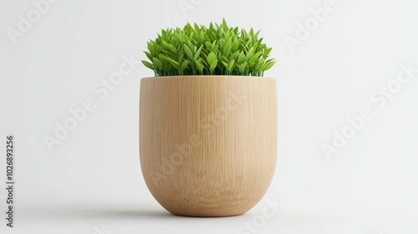 Fototapeta Transform your space with a custom bamboo plant pot, engraved with a name. An ecofriendly gift for nature lovers