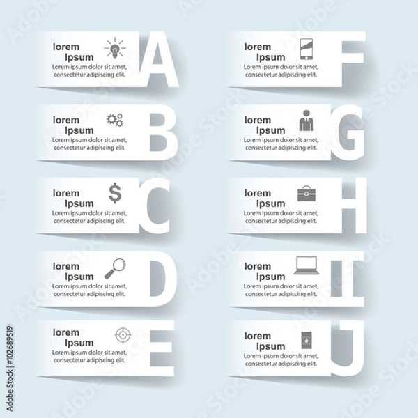 Fototapeta Abstract 3D digital illustration Infographic. List of 10 items.