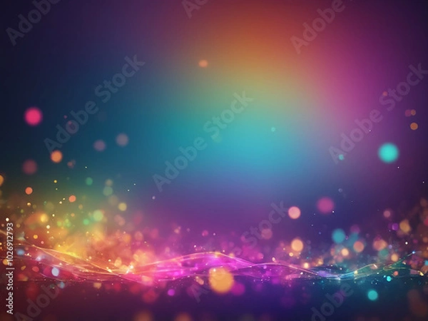 Fototapeta abstract Bright multicolored light Defocused bokeh light background in spectrum color. Holography vivid backdrop