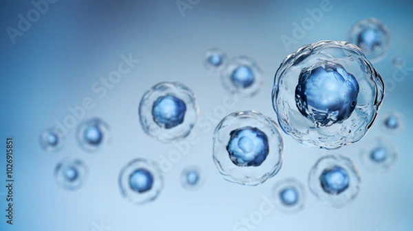 Obraz 3d rendering of Human cell or Embryonic stem cell microscope background.