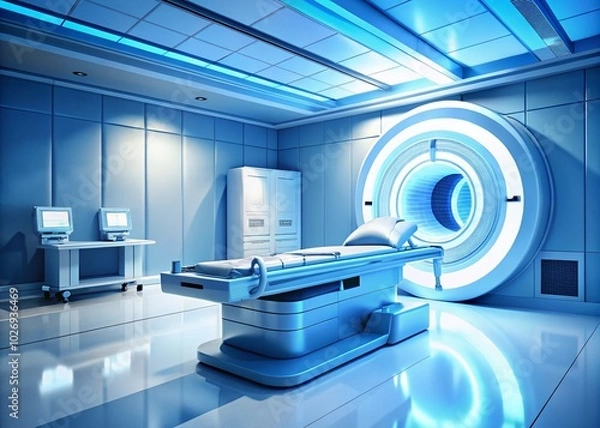 Fototapeta Graphic representation of computed tomography, highlighting essential imaging insights. Designed with ample clear space for medical annotations and