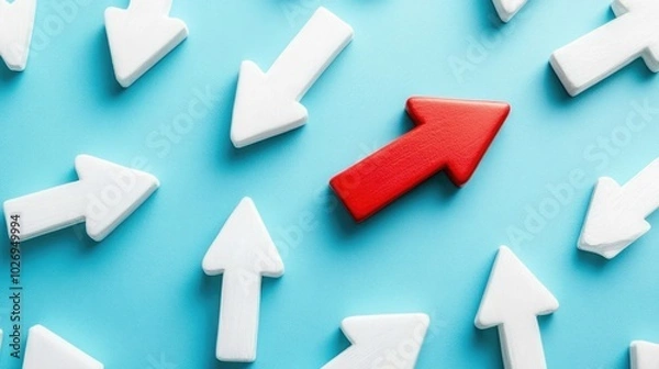 Fototapeta Arrows Moving Upwards with a Glowing Highlight in Futuristic Design