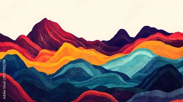 Fototapeta Abstract Landscape with Vividly Colored Mountains
