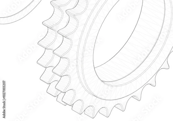 Obraz Gear on a white background. Mechanical engineering.