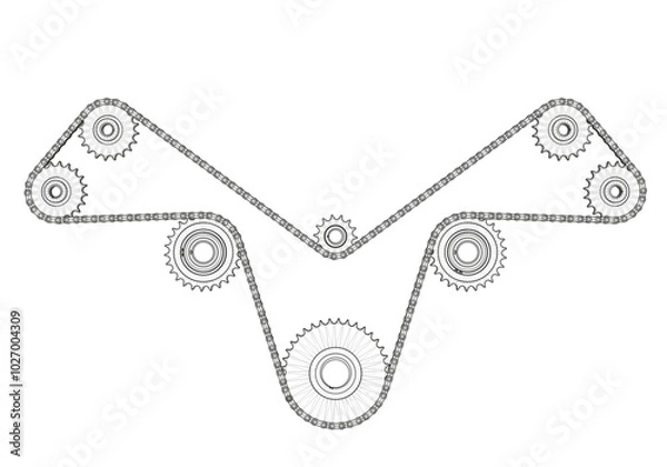 Obraz Chain transmission on a white background.