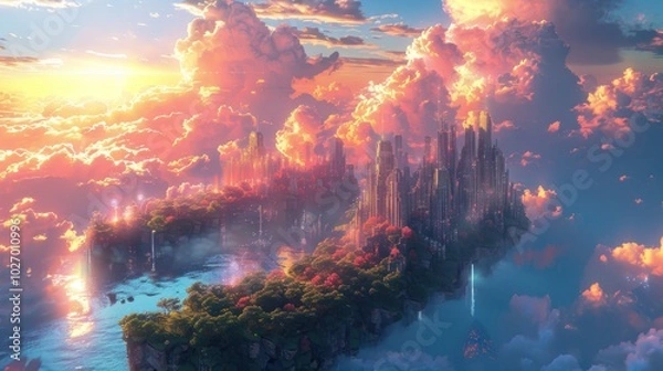 Obraz Floating City in the Clouds