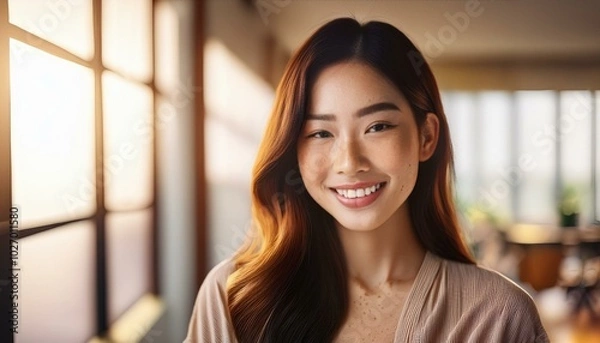 Obraz Freckled Beauty: Embracing Warmth and Happiness at Home