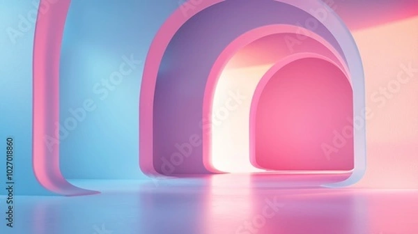 Fototapeta Abstract modern gradient interior with soft pink and blue lighting creating a futuristic vibe