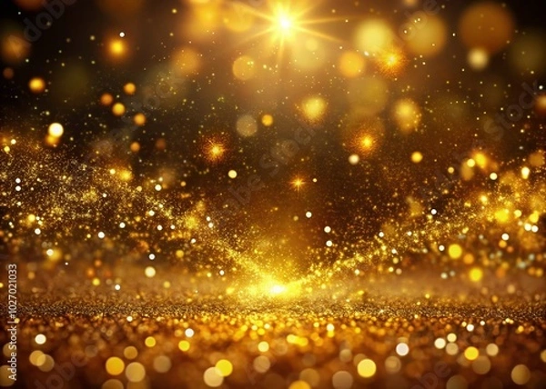 Obraz Sparkling golden particles flow gracefully in a mesmerizing loop, creating a captivating backdrop that enhances your visuals with stunning elegance