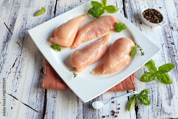 Fototapeta Raw chicken breast