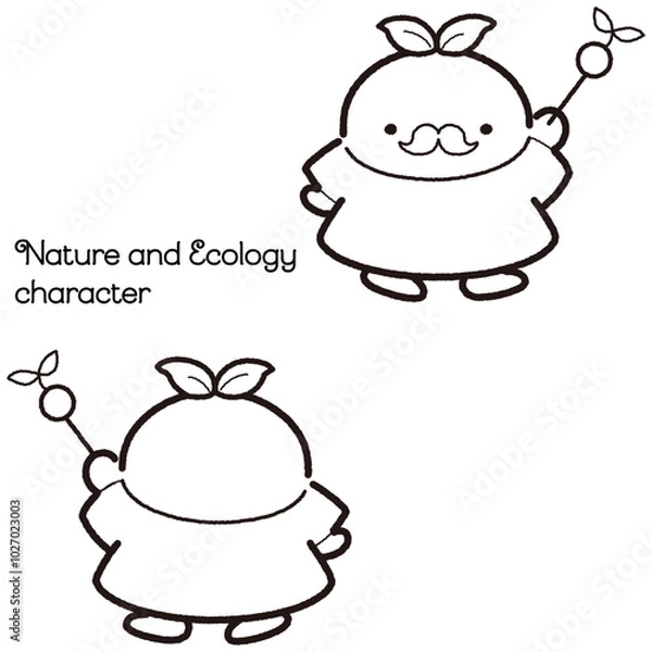 Fototapeta 自然環境・植物がモチーフのキャラクターイラスト（正面・背面セット）