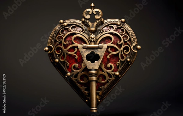 Fototapeta Heart-shaped padlock, the heart symbol represents love.