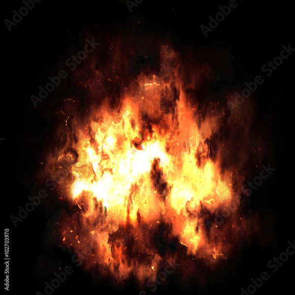 Obraz Fire Explosion Isolated On Black Background