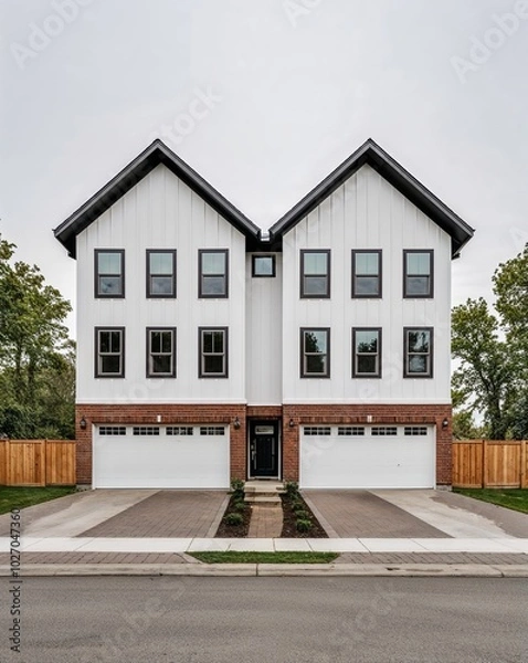 Obraz a duplex house on plain white background