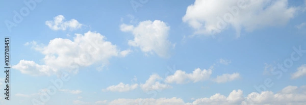 Fototapeta Panorama of white cloud and blue sky in morning